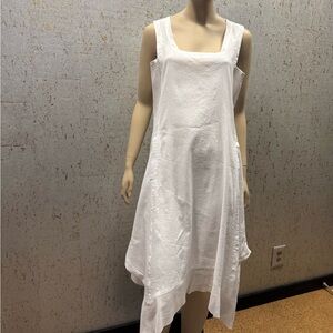 For Cynthia White Linen Blend Dress